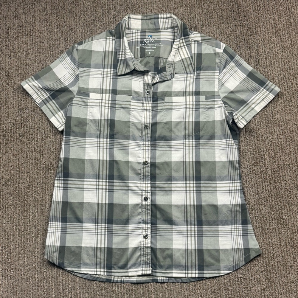 Kuhl Kamp Short Sleeve Shirt Womens S Button Up Plaid Outdoor Hiking